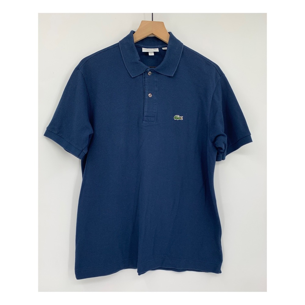 Lacoste Polo Shirt Mens Large Blue Classic Fit Pique Short Sleeve Preppy Classic